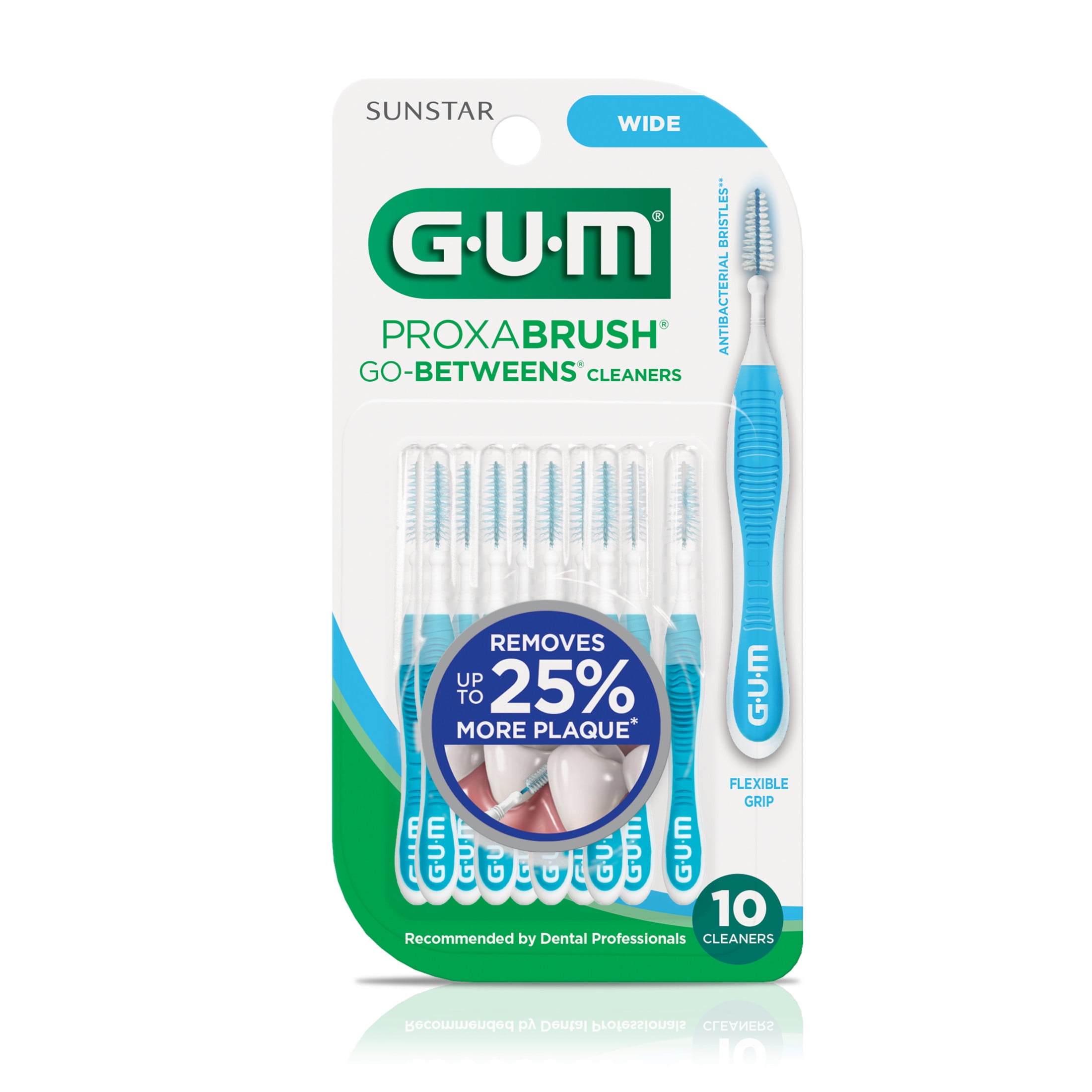 (2 pack) GUM Proxabrush Go-Betweens - Wide, Interdental Brushes, Soft Bristled Dental Picks, 10 Count