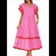 thumbnail image 1 of Vestido Midi Informal de Verano 2025 para Mujer, con Escote en V, Corta, Volantes, Corte A, . Rosa S, 1 of 10