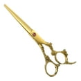 thumbnail image 1 of Unique Bargains Hair Scissors Hair Cutting Scissors Stainless Steel Razor Hair Trimming Scissors 6.5' Long Gold Tone, 1 of 7