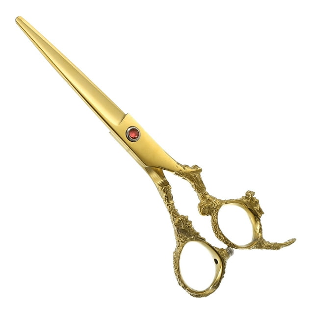 Unique Bargains Hair Scissors Hair Cutting Scissors Stainless Steel Razor Hair Trimming Scissors 6.5' Long Gold Tone