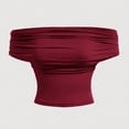 thumbnail image 6 of Going Out Tops For Women Sevevn Women's Halter Neck Ruched Crop Top Draped Front Sleeveless Cami Red S, 6 of 9