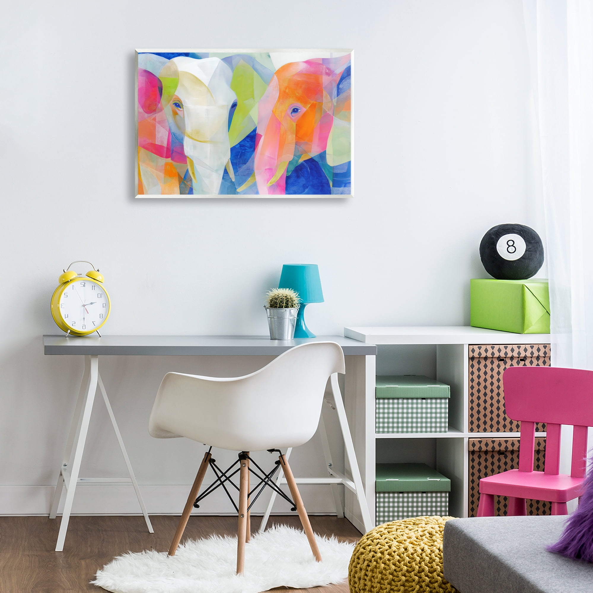 Stupell Industries Two Elephants Geometric Composition Wall Plaque Art, design by Chromatic Storm Studio