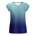 thumbnail image 4 of HAPIMO Shirts for Women V-Neck Tee Shirt Solid Color Casual Comfy Pullover Tops Teen Grils Fashion Clothes Soft Cap Sleeve Womens Summer Tops Blue S, 4 of 4