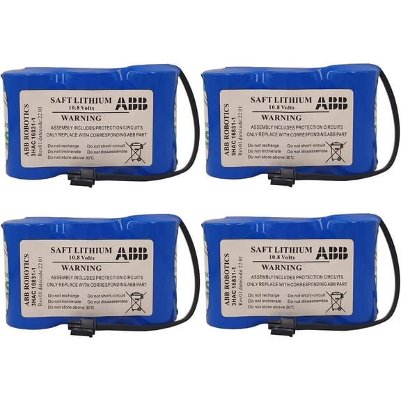 (Pack of 4) 3HAC16831-1 17Ah 10.8V 3HAC13150-1 Battery for ABB Robot Controller SMB CPU Server Lithium Battery