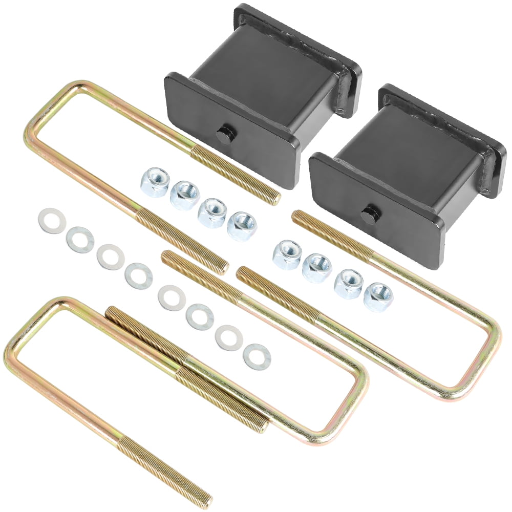 munirater 4" Rear Lift Blocks w/U Bolts Leveling Lift Block Kit Replacement for 2007-2019 Chevy Silverado GMC Sierra 1500