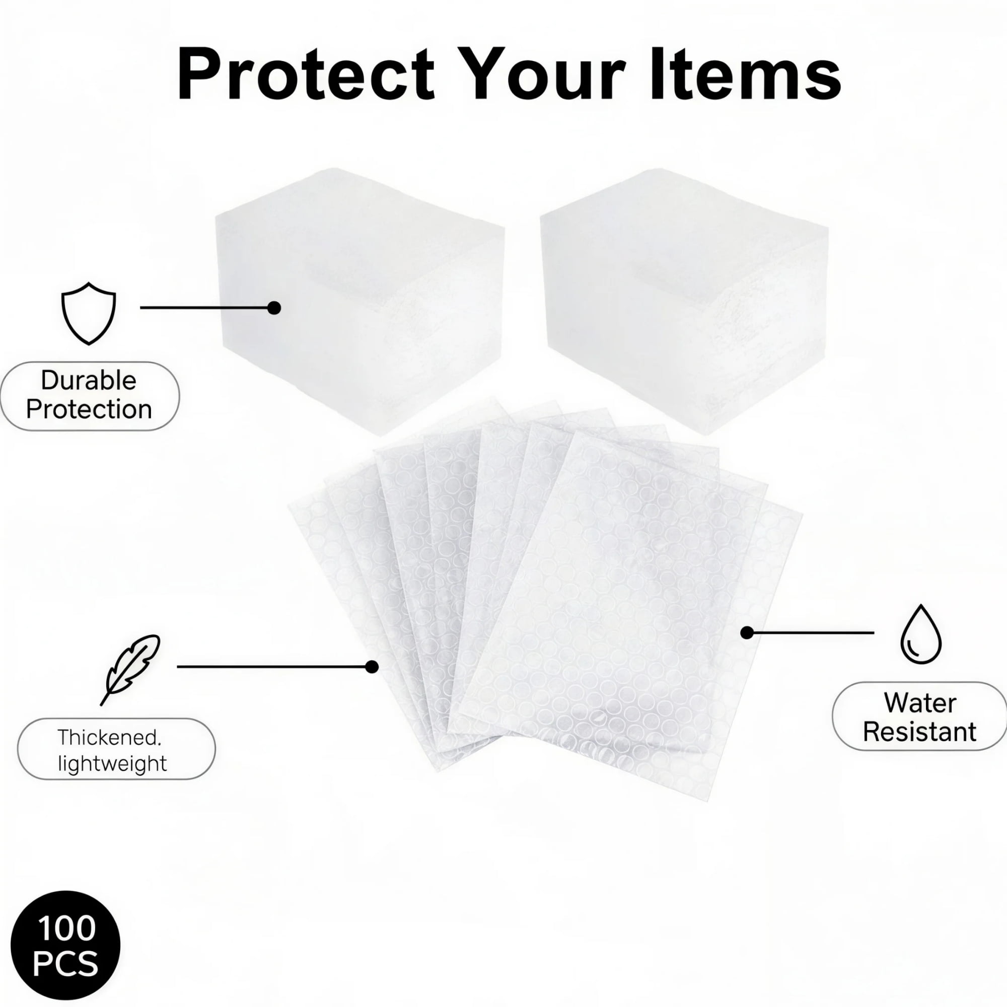 100PCS Bubble Wraps Pouches 5.9x7.9 inch, Packaging Material Bubble Sheets, Cushioning Foam Pouches for Packing, Moving, Shipping, Storing