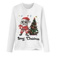 thumbnail image 4 of IROINNID Christmas Long Sleeve Shirts for Women Crewneck Loose Fit Pullover Holiday Print Comfy Tops Warm Shirts,White, 4 of 4