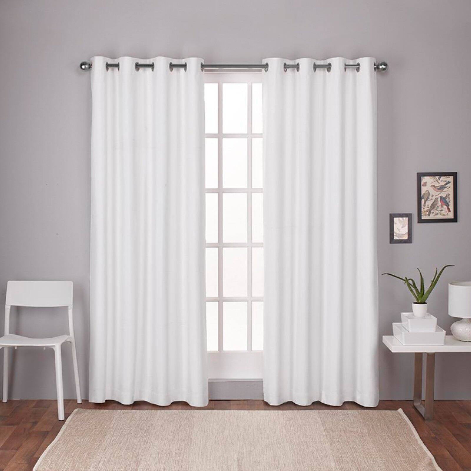 Exclusive Home London Textured Linen Room Darkening Blackout Grommet Top Curtain Panel Pair, 54"x96", Winter White