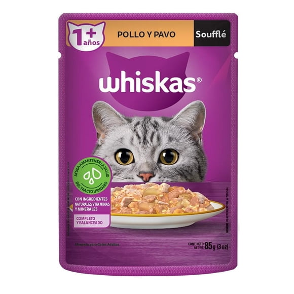 Alimento para Gato Whiskas Adulto Soufflé Pavo y Pollo 85 g