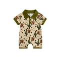 thumbnail image 2 of Musuos Baby Boys Summer Cute Romper 3M 6M 12M 18M Short Sleeve Button Lapel Western Elements Print Jumpsuit Infant Playsuit, 2 of 9
