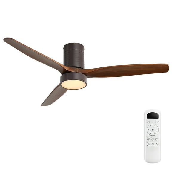 Sofucor 52" Flush Mount Bronze Ceiling Fans with Light and Remote Controlfor Bedroom,Living Room,Patio Reconditioned