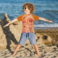 thumbnail image 3 of FORMRS Boys Rash Guard Short Sleeves Swim Shirt Quick Dry UPF 50+ Sun Protection, Sizes 3-12T, Pink Flowers, 3 of 6