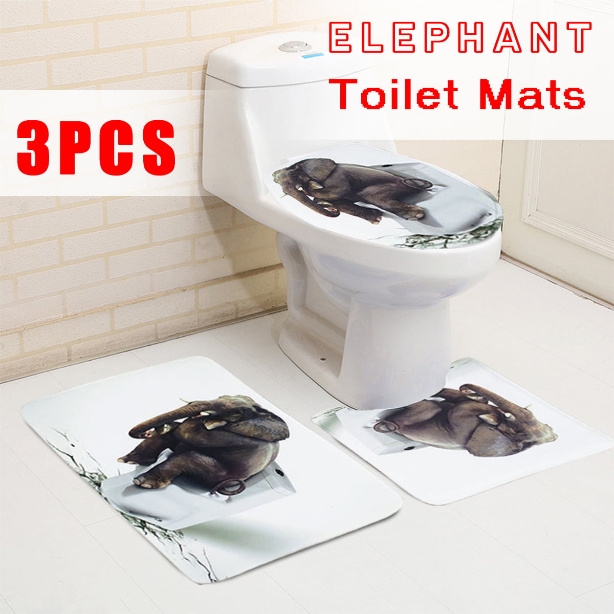 2/3Pcs Set Bathroom Non-Slip Carpets Rug Lid Toilet Cover Bath Mat Home Decor 