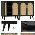 thumbnail image 6 of Rovaurx Set of 2 Rattan Storage Cabinet with Doors, Accent Bathroom Floor Cabinet, Modern Sideboard Buffet Cabinet for Living Room, Entryway, Dining Room and Kitchen, Black and Natural, 6 of 7