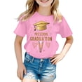 thumbnail image 4 of MIXUE Toddler Girls Tops & T-Shirts Summer Cute Preschool Graduation Print Round Neck Short Sleeve Loose Fit Casual T Shirts Activewear,Pink,4-5 Years, 4 of 4
