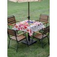 thumbnail image 4 of Outdoor Tablecloth with Umbrella Hole for Patio/Picnic/Party/Camping, Mother's Day Waterproof Table Cloth Square Cover Washable, Love You Mom Carnations Flowers Plaid (54"x 54"), 4 of 9