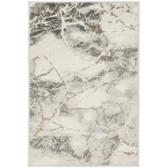 HomeRoots 556002 2 x 3 ft. Ivory & Gray Abstract Non Skid Rectangle Area Rug