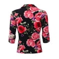 thumbnail image 3 of Doublju Women's Ruched 3/4 Sleeve Open Front Blazer Jacket with Plus Size, 3 of 4