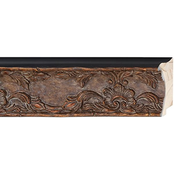 Picture Frame Moulding (Wood) 18Ft Bundle - Traditional Antique Gold Finish - 3.25" Width - 3/4"