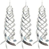 ACDANC Bird Repellent Spiral Reflectors Silver Mylar Spinner, Hanging Reflective Bird Deterrent Device, Garden Decorative Scare Birds Away, Like Woodpeckers, Pigeons and Geese, 3 Pack
