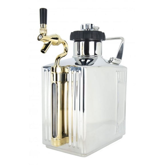 128 oz Mirror Polish Pressurized Growler with Cap and Tap