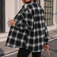 thumbnail image 3 of Dweltoz Women's Plaid Flannel Shirt Soft Long Sleeve Lightweight Casual Button Down Jacket with Pockets 2026 Fall Fashion Blouses,Black S, 3 of 3