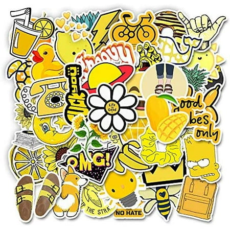 51 Pcs Yellow Cute Cartoon Laptop Stickers for Kids, Teen, Girl Trendy ...