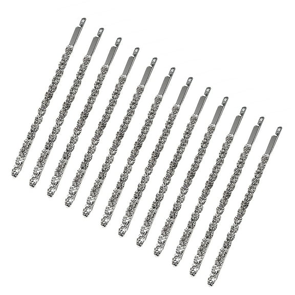 12pcs in 1 Set Silver Hair Rhinestone Hair Clip Crystal Clamps Delicate Barrettes Styling Bobby Pin Wedding Bridal Headdress Accessories