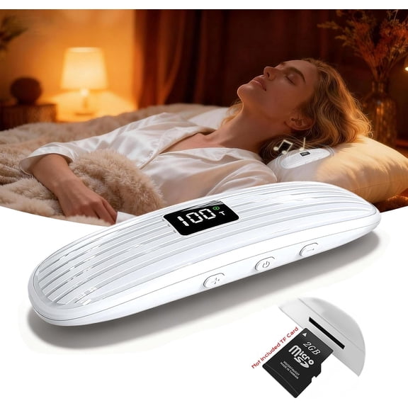 Pillow Speaker, Under Pillow Sleep Speaker, Bone Conduction Wireless Bluetooth 5.3 Mini Pillow Speaker with LED Display,TF Card,Auto-Off, Private Design for Side & Light Sleepers Bedside Listening