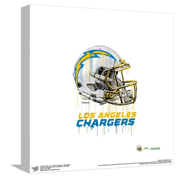 Gallery Pops NFL Los Angeles Chargers - Drip Helmet Canvas Wall Art, Unframed Version, 12" x 12"