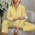 thumbnail image 6 of Fuzoiu Yellow Gingham Print Women's Long-Sleeved Pajama,Lounge Button Down Nightwear,Womens Notch Collar Pajama Set-X-Large, 6 of 7