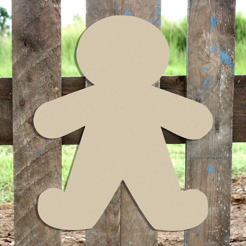 12" Wooden Gingerbread Man Shape, Unfinished Wood Craft