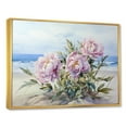 thumbnail image 2 of Designart "Serene Beachside Purple Peonies" Peonies Floater Framed Wall Decor, 2 of 5