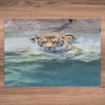 thumbnail image 5 of Ambesonne Savannah Jigsaw Puzzle Durable Cardboard, Bengal Tiger in the Wild, 1000 pcs, Mustard Cream Teal, 5 of 5