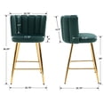 thumbnail image 2 of Guyou 26" Counter Height Bar Stool Set of 2, Modern Velvet Upholstered Bar Stool with Channel Tufted Backrest and Metal Legs for Kitchen Island Bar Restaurant, Green, 2 of 12