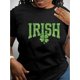 thumbnail image 1 of Women's Casual Clover Graphic Tee - Comfy Stretchy Polyester Blend, Round Neck Short Sleeve T-Shirt for Everyday & Holiday Wear, 1 of 6
