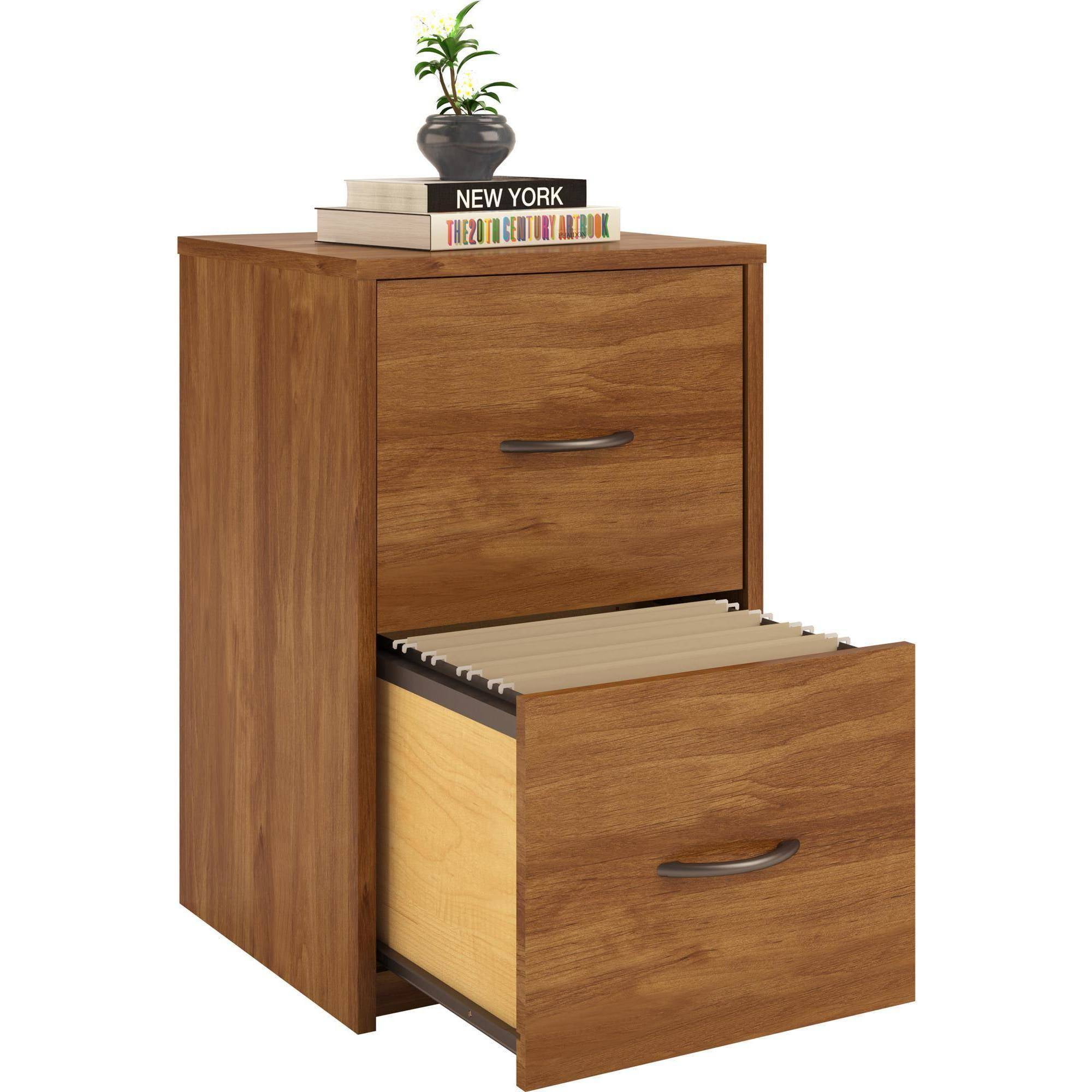 2 Drawer Office Wood File Cabinet Storage Home Furniture Brown Oak 