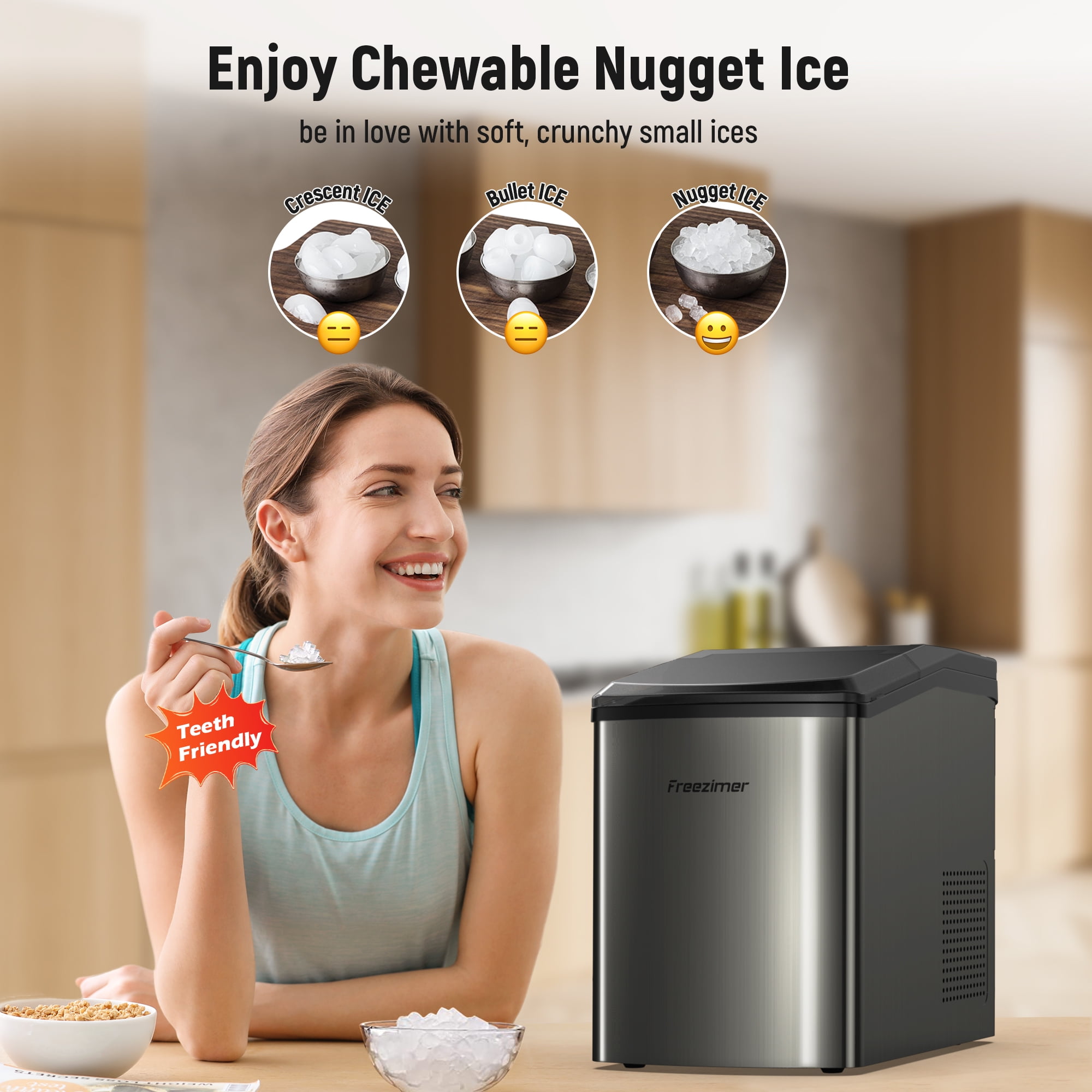 Freezimer DIM-30A Countertop Crunchy Chewable Nugget Ice Maker