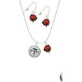 thumbnail image 2 of Delight Jewelry Silvertone Domed Black DVM Red Lucky Ladybug Necklace and Dangle Earrings Set, 2 of 6