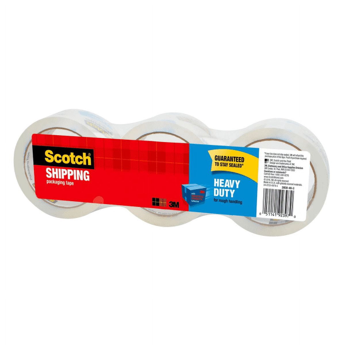 Scotch® Heavy-Duty Shipping Packing Tape, 1 -7/8" x 43-7/10 Yd., Pack Of 3 Rolls