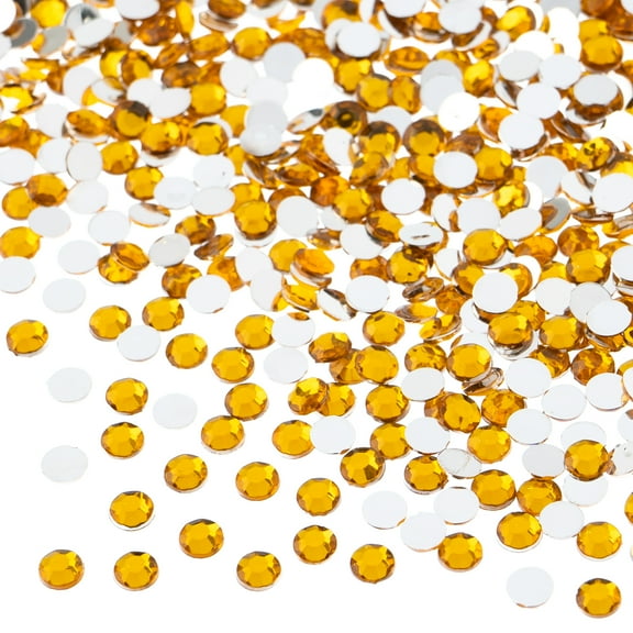 John Bead 2000-Piece 4mm (SS16) | Gold Acrylic Round Flat Back Rhinestones