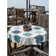 thumbnail image 2 of Outdoor Tablecloths with Umbrella Hole & Zipper, Bohemia Round Tablecloth 54 Inch, Vintage Moroccan Geometric Pattern Blue Green Gray Waterproof Table Cloth, Patio/Pool/Picnic Table Covers, 2 of 8