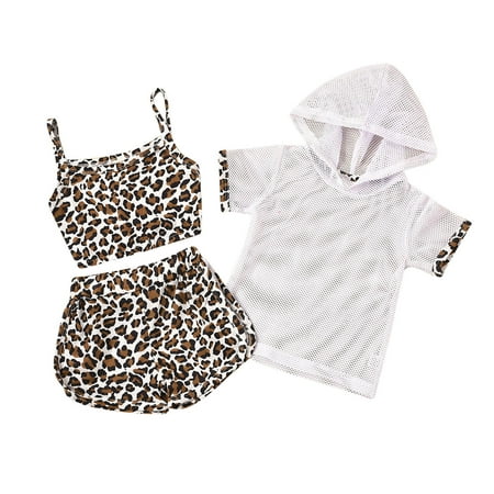 

Fesfesfes Newborn Infant Baby Girls Leopard Print Tops +Short Pants +Hoodie Coat Sets