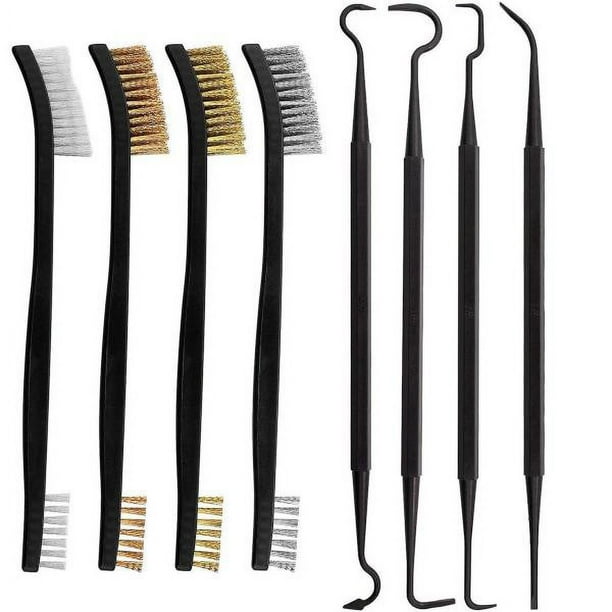Cepillo de acero inoxidable, 8 piezas Cepillo pequeño de latón Mini cepillo de acero Cepillo de alambre manual de nailon Cepillo de limpieza de latón Cepillado Fregado Polvo de óxido R