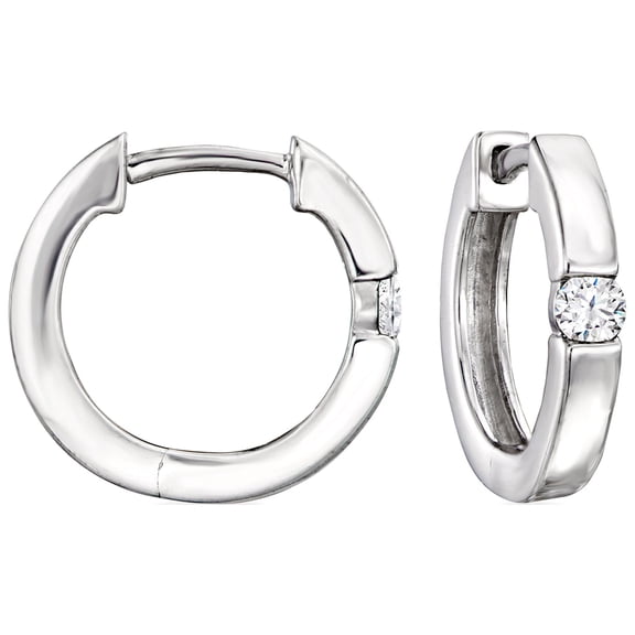 Pure Collection by Ross-Simons 0.10 ct. t.w. Diamond Hoop Earrings in Sterling Silver, Women's, Adult