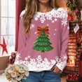 thumbnail image 4 of Towmus Womens Casual Long Sleeve Merry Christmas Crewneck Sweatshirt Christmas Tree Bright Graphic Pullover Tops, 4 of 7