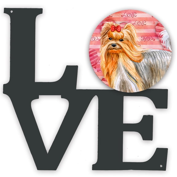 Carolines Treasures BB9772WALV Yorkshire Terrier Love Metal Wall Artwork LOVE Red 12X12 multicolor