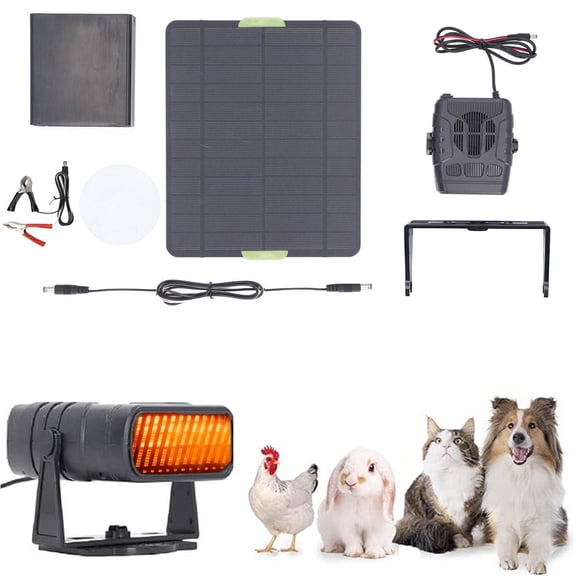 Solar Heater for Greenhouse, Portable Chicken Coop Heater Solar Powered for Winter, Solar Panel Heaters with Overheating Protection for Car Chicken Kitten Puppy Pets