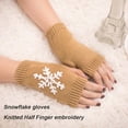 thumbnail image 3 of 1 Pair Knit Half Finger Glove Comfortable Winter Simple Knitting Craft Fingers Covers Hand Mittens with Snowflake Pattern, 3 of 6