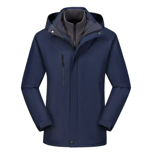 LSLJS Women's Men Winter Hooded Softshell Windproof Soft Coat Long Sleeve Jacket( Navy, XL)